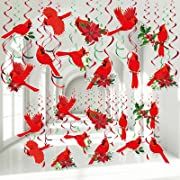 Photo 1 of 30 Pcs Christmas Hanging Swirl Decorations Kit Xmas Holiday Hanging Swirls Cardinal 