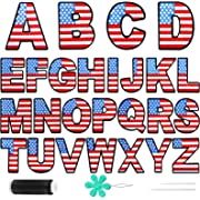 Photo 1 of 26Pcs Iron On Letters Patches: A-Z American USA Flag Letter Patch for Clothing Jackets 