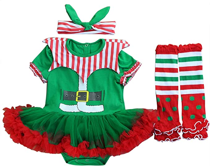 Photo 1 of FANCYINN Baby Girls First Christmas Costumes Elf Lil Outfit Newborn Xmas Onesie SIZE 0-3 MONTHS 