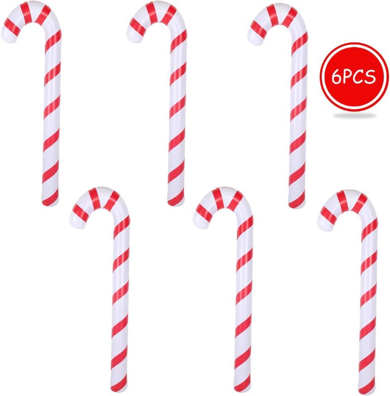 Photo 2 of 6pcs 35 Inch Inflatable Christmas Candy Cane for Christmas Decorations, Outdoor Holiday Decorations by QIFU