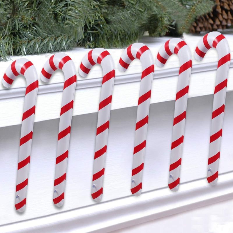 Photo 1 of 6pcs 35 Inch Inflatable Christmas Candy Cane for Christmas Decorations, Outdoor Holiday Decorations by QIFU