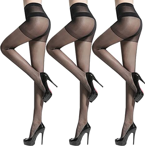 Photo 1 of 3 Pairs Women's Sheer Tights - 15D Control Top Pantyhose with Reinforced Toes