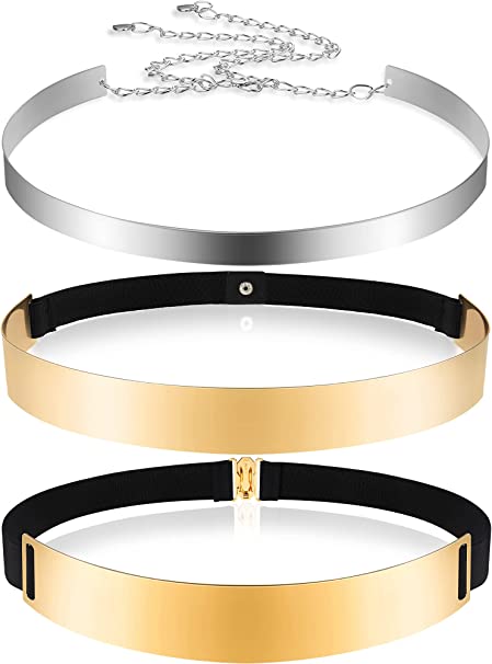 Photo 1 of 2 COUNT------SATINIOR 3 Pieces Belts for Women, Metal Waist Belt Shiny Adjustable Mirror Waist Belt , GOLD & SILVER ONE SIZE 