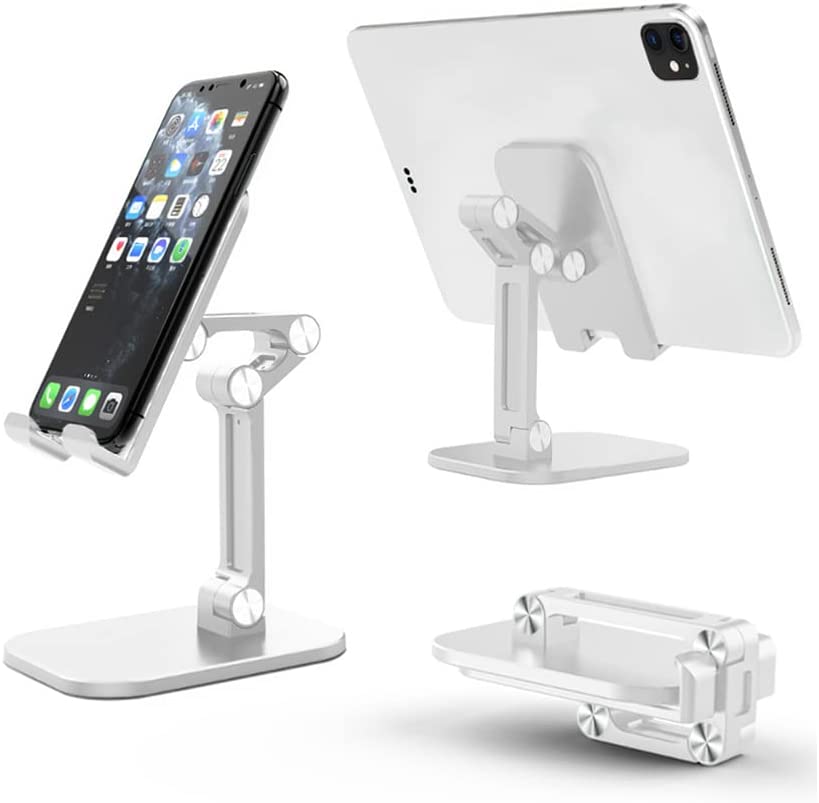 Photo 1 of Ricawa Cell Phone Stand, Universal Cell Phone Holder, Phone Stand for Desk – Adjustable & Foldable Phone Mount Stand for Mobile Phone and Tablet PC(White)