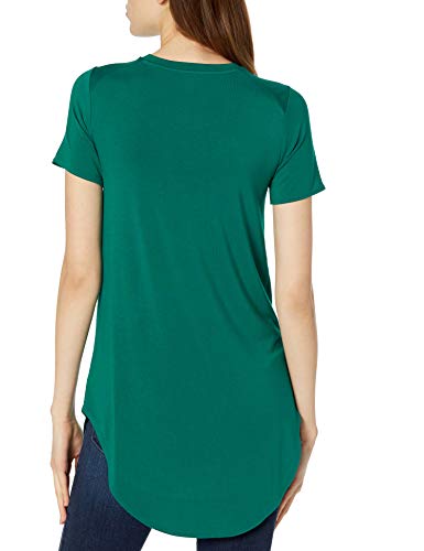 Photo 2 of Daily Ritual Women's Jersey Standard-Fit Short-Sleeve Open Crewneck Tunic, Dark Emerald Green, Large