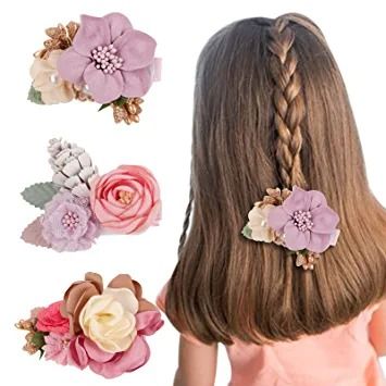 Photo 1 of Flower Hair Clip for Baby Girl,Lightweight Floral Hair Bow with Boutique Fully Lined Alligator Accessories for Toddler Teens Gifts (Flower Clips Colorful J) (3PCS)
