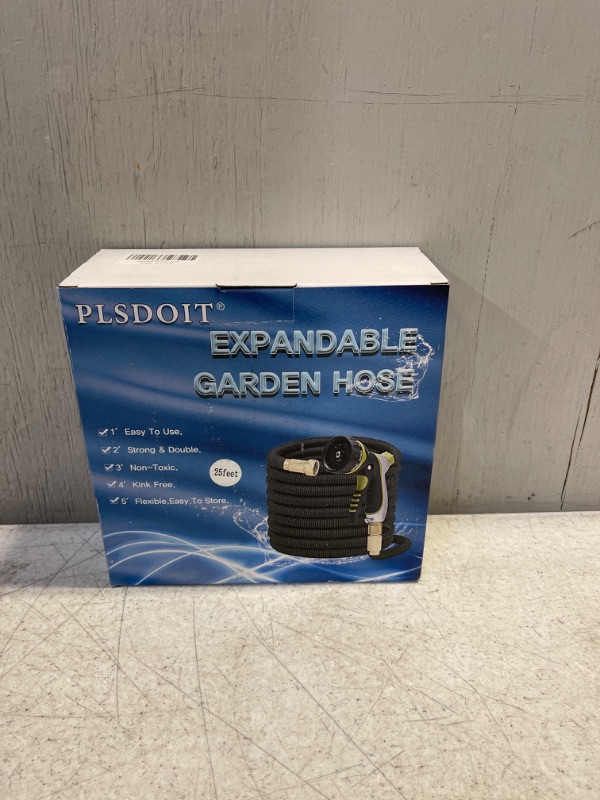 Photo 2 of 25FT Expandable Garden Hose with 8 Function Nozzle No Kink Flexible bility Extra Strength with 3/4 Inch Solid Brass Fittings & Double Latex Core Rot Crack Leak Resistant Soaker Hose

