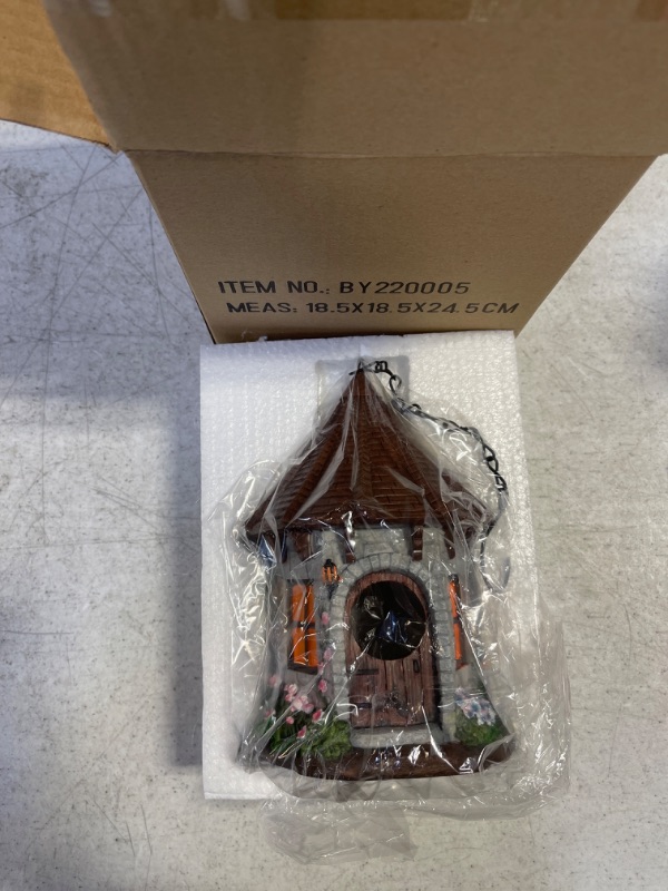 Photo 2 of ALOAK Hanging Outdoor Resin Bird House, Cute Cottage Style Birdhouse for Small Wild Birds, Hanging Garden Ornaments…
