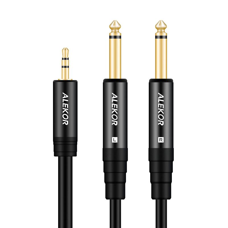 Photo 1 of ALEKOR Dual 1/4 to 3.5mm Stereo Breakout Cable - 1/8 Stereo to Dual 1/4 Mono Cable - 3 Feet

