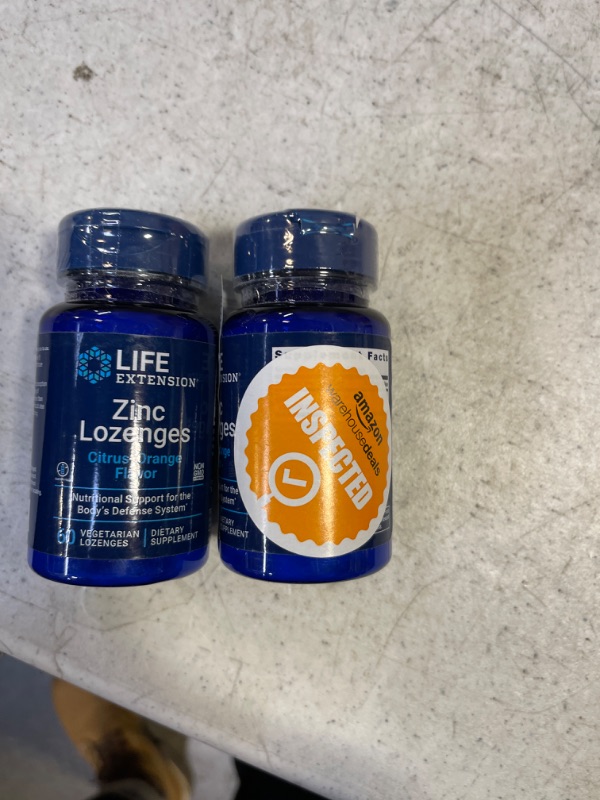 Photo 2 of 2 BOTTLES Life Extension Zinc Lozenges – Citrus-Orange Flavor – For Healthy Protein Synthesis & Immune Health - Inflammation Management Supplement - Gluten-Free, Non-GMO – 60 Vegetarian Lozenges
EXP 12/2022