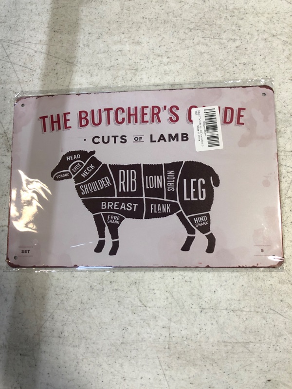 Photo 2 of  Lamb The Butcher's Guide Series Metal Tin Sign Retro Vintage Wall Plaque for Restaurant Kitchen Farmhouse Wall Decor 12x8 Inch