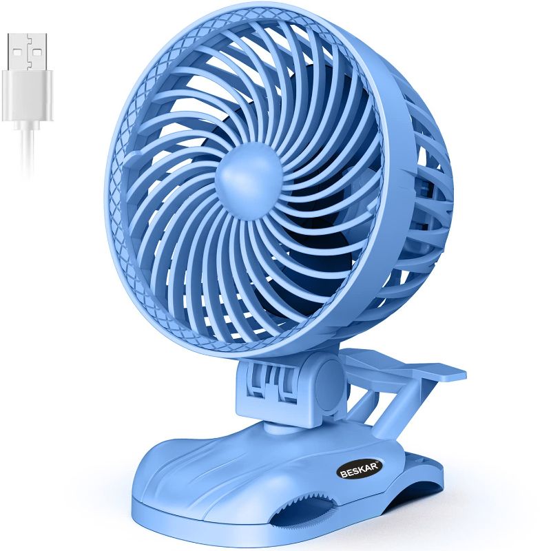 Photo 1 of Small Clip on Fan - Personal USB Fan CVT Speeds and Strong Clamp, Adjustable Tilt, Quiet Operation, 6 Inch Desk Fan for Office Bed Treadmill Stroller - USB Cord Plug in Powered
