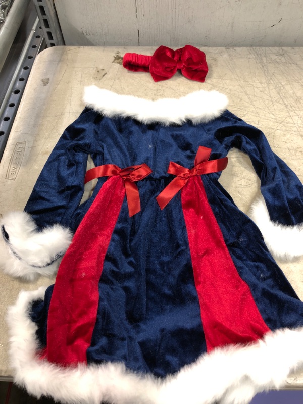 Photo 2 of AIKEIDY Toddler Baby Girl Christmas Dress Long Sleeve Velvet Dress for Holiday Wedding Party SIZE 12-18M 
