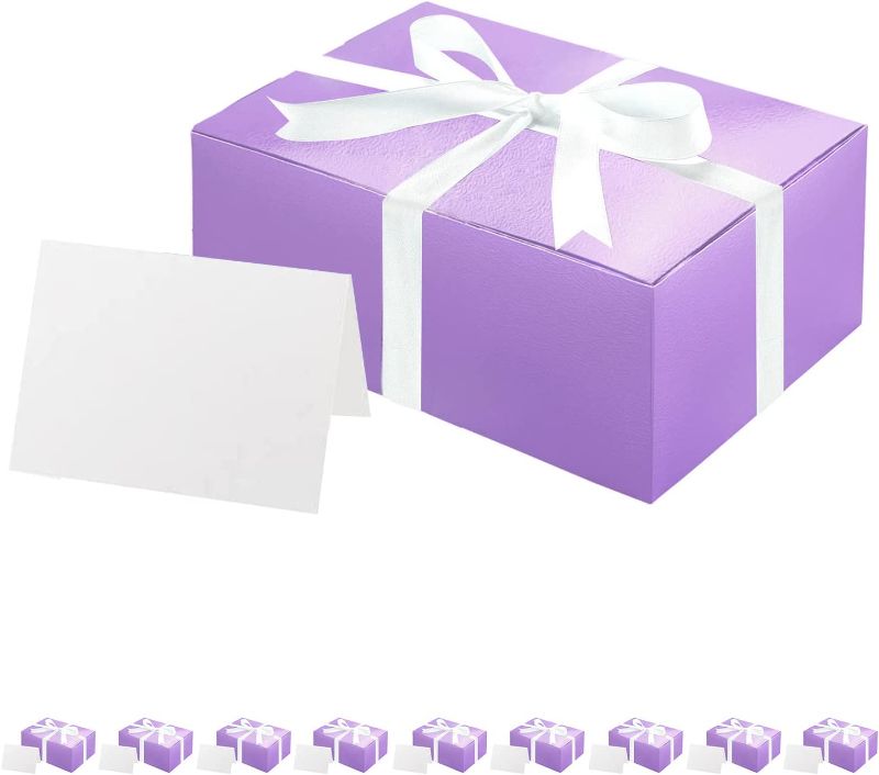 Photo 1 of 
Green Bean 10 Gift Boxes with Ribbon 9.5x6.5x4 Inches, Purple Gift Boxes with Lids Bulk, Bridesmaid Boxes, Paper Gift Boxes for Light Weight Gifts