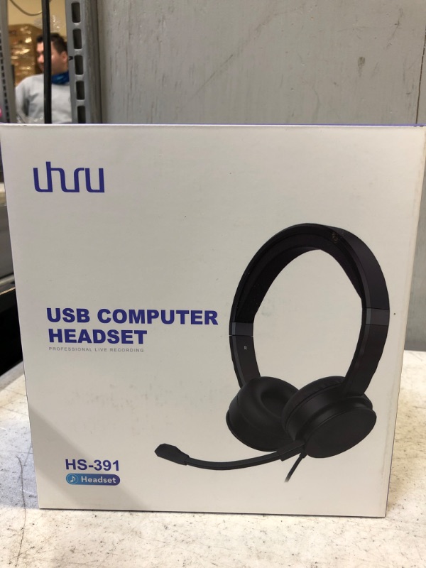 Photo 2 of USB Computer Headset with Microphone for Laptop, UHURU PC Wired Headset with Mic Noise Cancelling Lightweight for Skype Zoom Webinbar Home Office Online Class Call Center