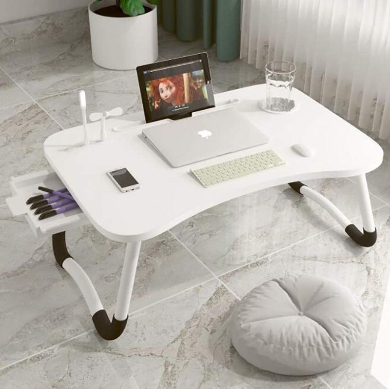 Photo 1 of Eternal Wings Laptop Bed Desk,Portable Foldable Laptop Tray Table with USB Charge Port/Cup Holder/Storage Drawer,for Bed /Couch /Sofa Working, Reading (White)
