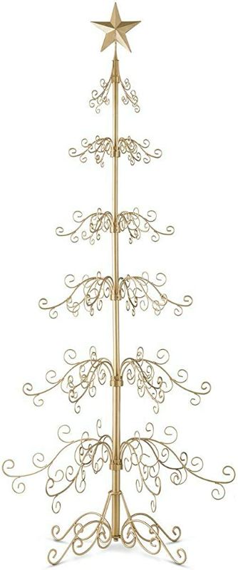 Photo 1 of 36 Inch Metal Scroll Christmas Ornament Display Trees in Black & Gold Colors
