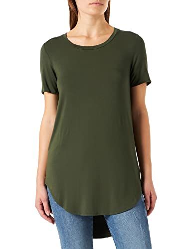 Photo 1 of Daily Ritual Women's Jersey Standard-Fit Short-Sleeve Open Crewneck Tunic, Forest Green, X-Small
