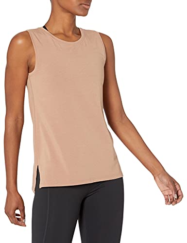 Photo 1 of Core 10 Women's Soft Cotton Standard-Fit Full-Coverage Sleeveless Yoga Tank (Available in Plus Size), Light Brown, Small
