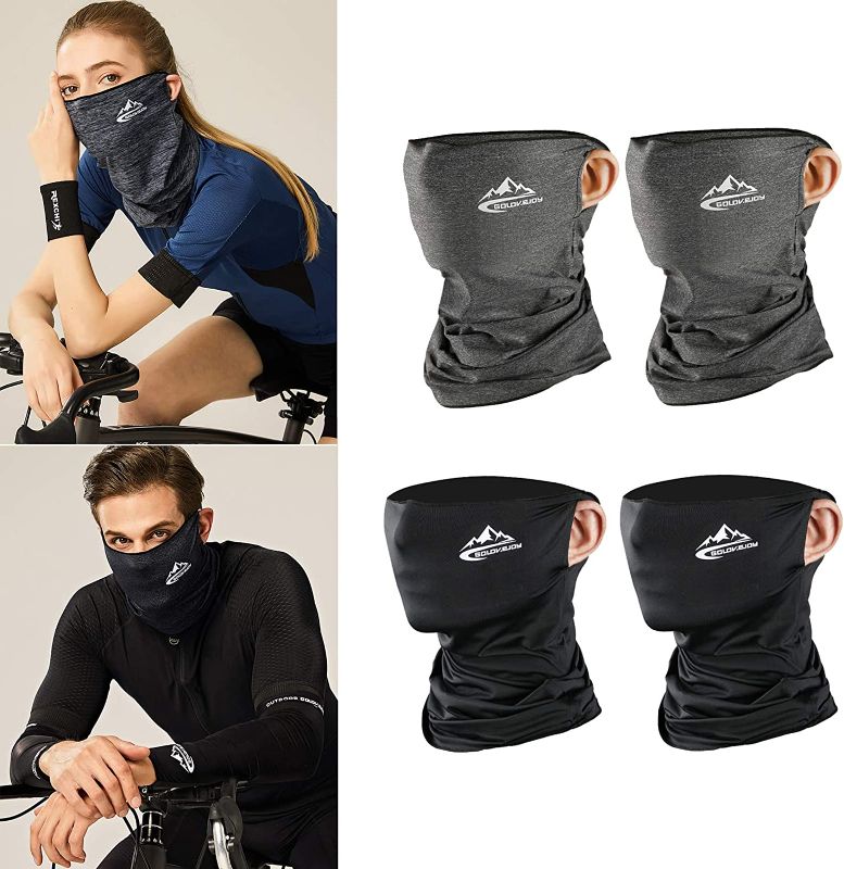 Photo 1 of 4 Pack Motorcycle Mask Upgraded Earloop Ice Silk Fabric UV Protection Bandana Balaclava Headwear Neck Gaiter Face Mask for Men Women Outdoor Sports Hiking Running Cycling
