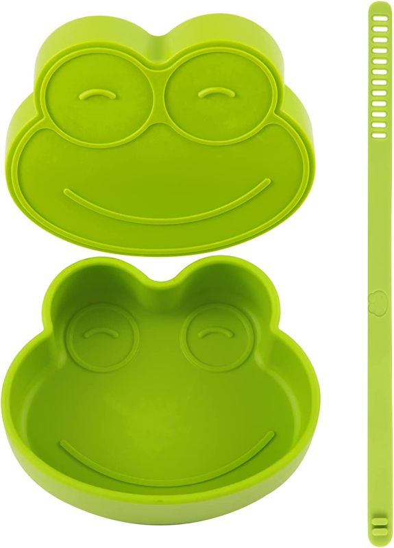 Photo 1 of Baby Silicone Go Bowl with Lid | Self Feeding Baby Eating Supplies | Bowl for Baby Toddler | Microwave Dishwasher Oven Safe | Soft Unbreakable Easy to Clean | Baby Food Container | Happy Frog Design
