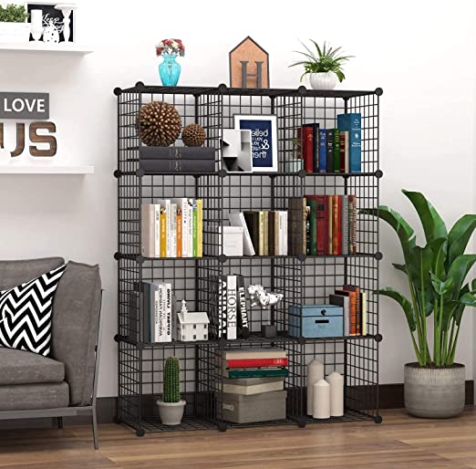Photo 1 of  Wire Cube Storage Organizer, Book/Toy/Craft/Potted Plants and Pet Closet Organizers and Storage Shelves, 6-Cube Freely Combinable Metal Grids Storage Shelf, Black, Iron