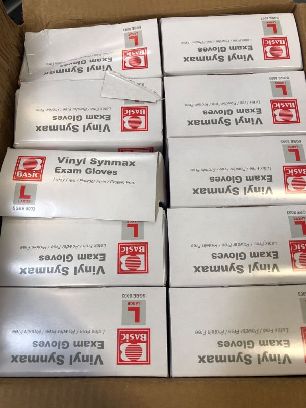 Photo 1 of Disposable Medical Synmax Vinyl Exam Gloves- 100pcs - Latex-Free & Powder-Free - Large, Black Color, 10 COUNT 
