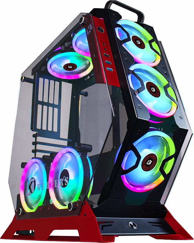 Photo 1 of KEDIERS PC Case - ATX Tower Tempered Glass Gaming Computer Open Frame Case with 7 RGB Fans,C570