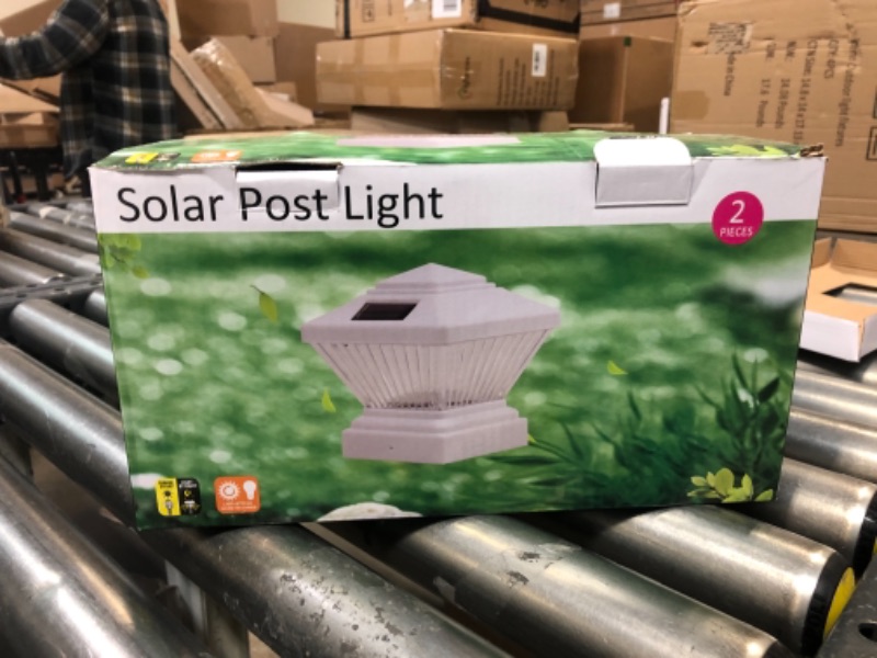 Photo 4 of 2 Pack White Outdoor Garden 4 x 4 Solar LED Post Deck Cap Square Fence Light Landscape Lamp Lawn PVC Vinyl Wood