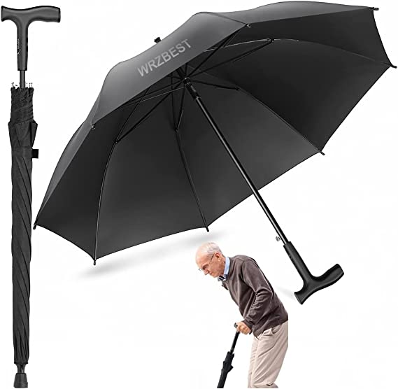 Photo 1 of 2-in-1 Walking Sticks Umbrella - Windbreak Ribs Walking Cane Umbrella Lightweight, Windproof, Heavy-Duty Frame- Ideal Father's Gift for Climbing, Hiking, Hanging Out on Raining
