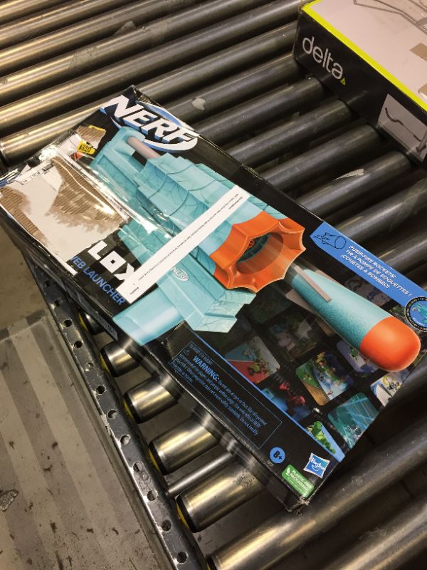 Photo 3 of NERF Roblox Sharkbite: Web Launcher Rocker Blaster, Includes Code to Redeem Exclusive Virtual Item, 2 Rockets, Pump Action