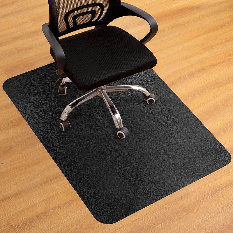 Photo 1 of BesWin Office Chair Mat for Hardwood Floor - 36"x48" Black PVC Desk Chair Mat - Heavy Duty Floor Protector for Home or Office - Easy Clean and Flat Without Curling, Black
