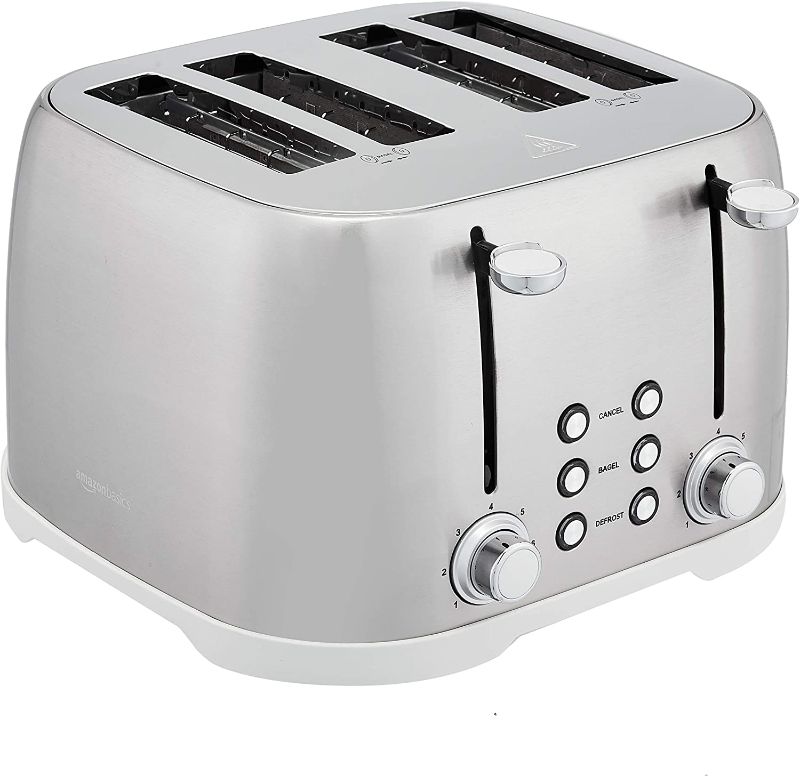Photo 1 of Amazon Basics 4-Slot Toaster, Brushed Silver
