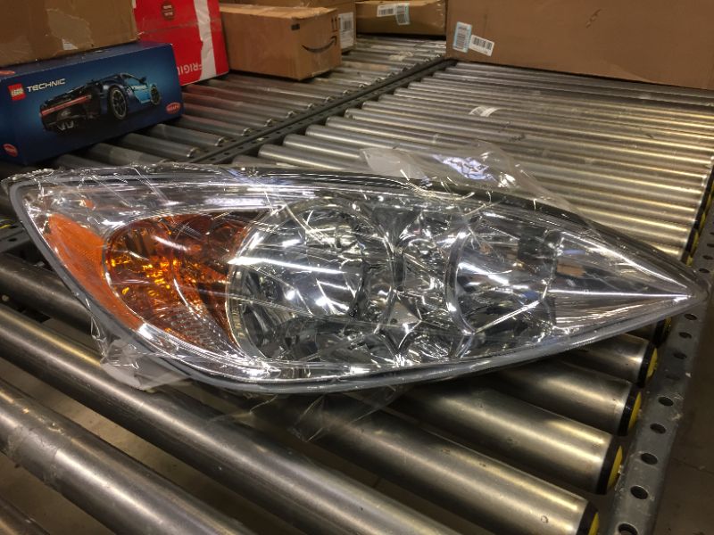 Photo 2 of AS Headlight Assembly Compatible with 2002-2004 TOYOTA CAMRY Chrome Housing Amber Reflector Clear Lens Driver and Passenger Side