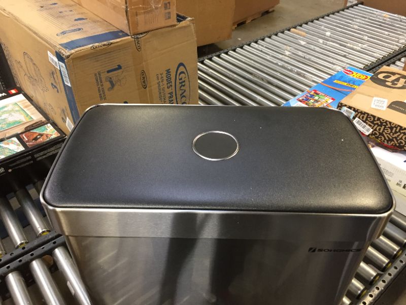 Photo 3 of SONGMICS Kitchen Trash Can, 16 Gallons (2 x 8 Gallons) Dual Compartment Garbage Can *** ITEM HAS A DENT ON THE SIDE FROM PACKAGING ***