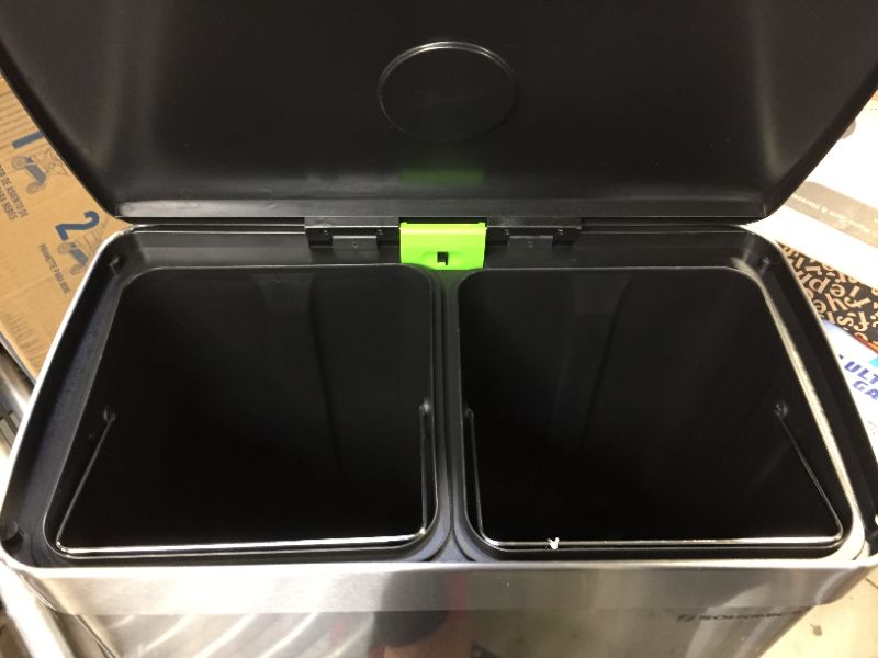 Photo 4 of SONGMICS Kitchen Trash Can, 16 Gallons (2 x 8 Gallons) Dual Compartment Garbage Can *** ITEM HAS A DENT ON THE SIDE FROM PACKAGING ***