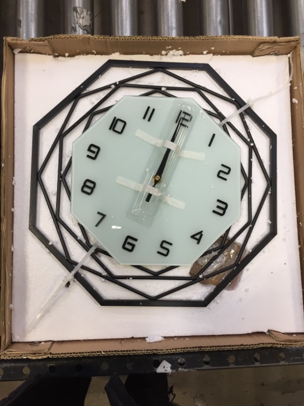 Photo 1 of Glass Clock with Metal Frame 