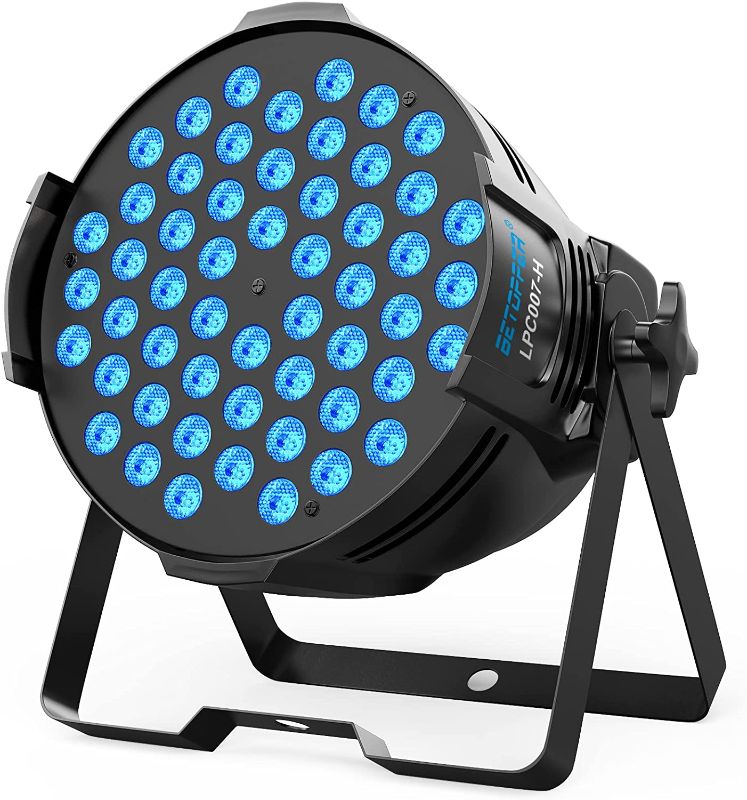 Photo 1 of BETOPPER DJ Lights DMX, 54x3W RGBW LED Par Light, Stage Lights Sound Activated DJ Par Light with Stand for Church, Party, Wedding, Concert, Club Satge Lighting
