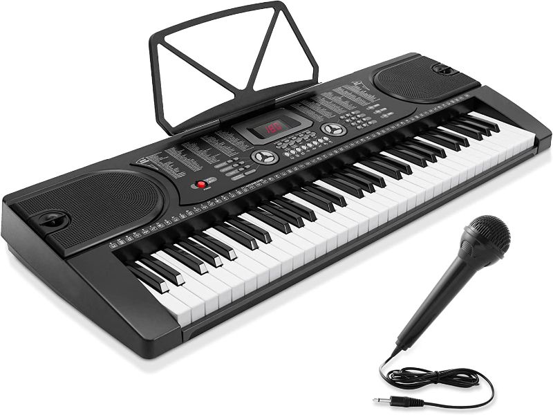 Photo 1 of 61-Key Electronic Music Keyboard Piano with LCD Display and Microphone - Portable - Black
