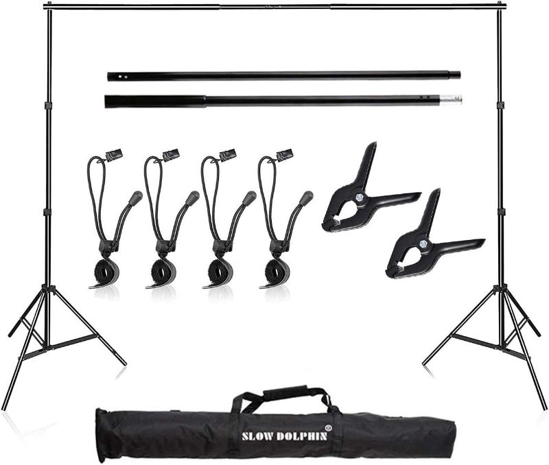 Photo 1 of SLOW DOLPHIN Photo Video Studio 10Ft Adjustable Backdrop Support System Kit Background Stand with Carry Bag
