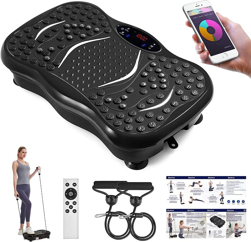 Photo 1 of Vibration Plate Exercise Machine - Whole Body Workout Machine ?Fitness Vibration Platform Machine for Weight Loss & Foots Massage with Loop Bands + Bluetooth + Remote, 99 Levels