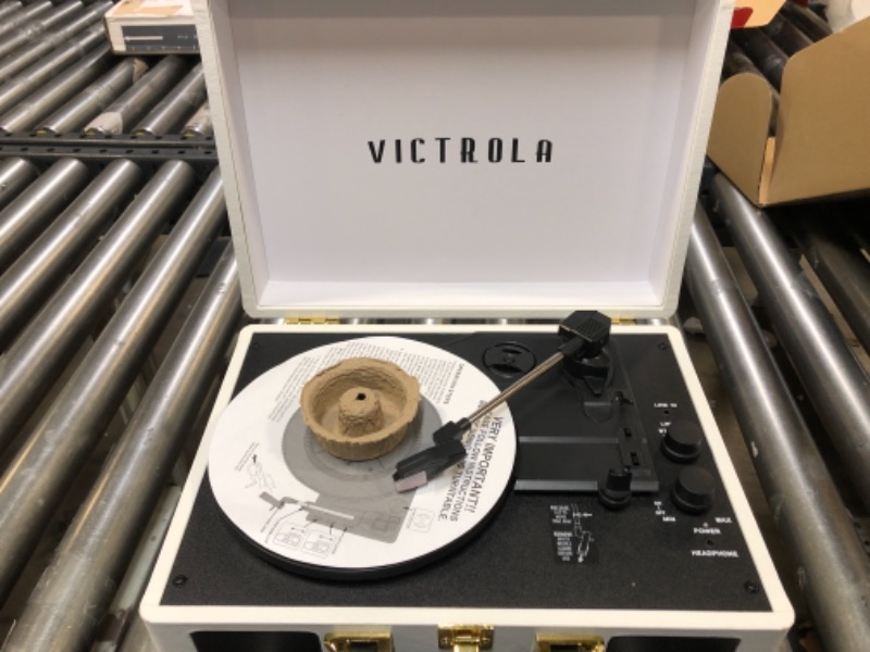 Photo 2 of Victrola Vintage 3-Speed Bluetooth Portable Suitcase Record Player with Built-in Speakers | Upgraded Turntable Audio Sound| White (VSC-550BT-WH) White Record Player