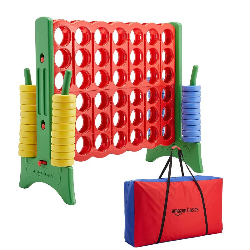 Photo 1 of Amazon Basics Giant BPA-free 4-In-A-Row Premium Plastic Game Set with Carry Bag, Red&Green
