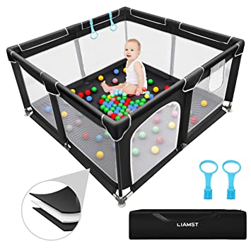 Photo 1 of Baby Playpen , Baby Playard, Playpen for Babies with Gate Indoor & Outdoor Kids Activity Center , Sturdy Play Yard with Soft Breathable Mesh
