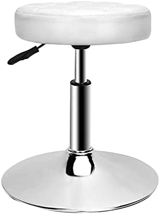 Photo 1 of QiCheng&LYS Round Office Stool Chair Adjustable Height Sit Stand Stool 360 Stool ,for Office Home Kitchen Beauty Slip Stool Wheelless Stool (White)
