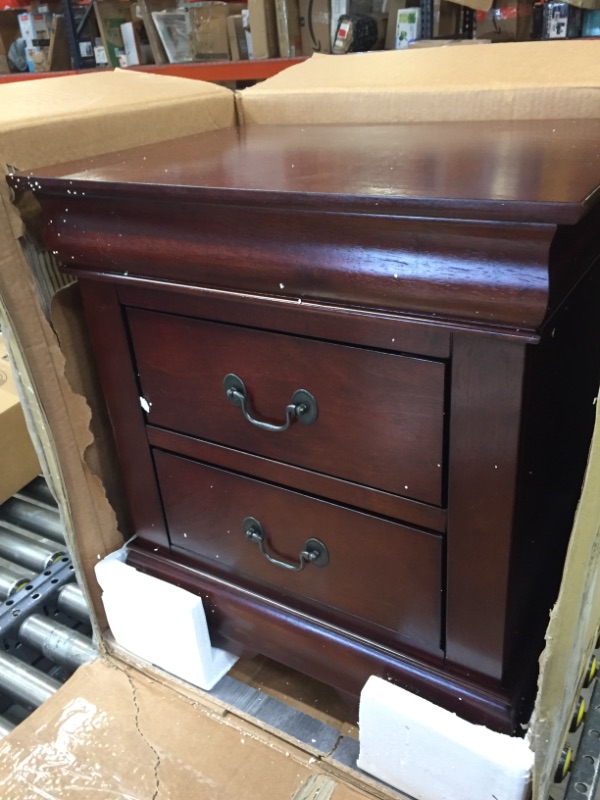 Photo 3 of ACME Furniture Louis Philippe Nightstand, Cherry, One Size - damaged corners 