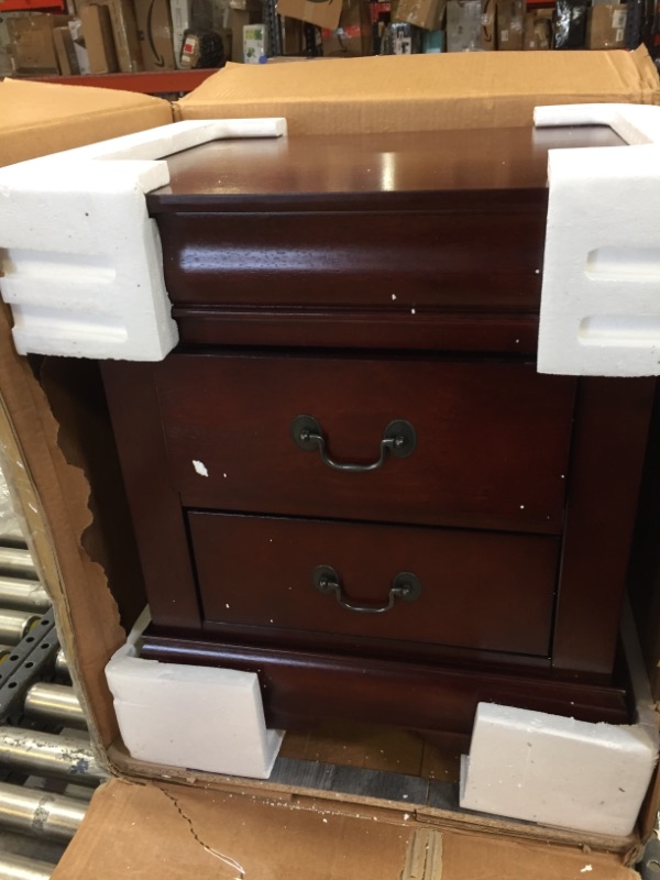 Photo 2 of ACME Furniture Louis Philippe Nightstand, Cherry, One Size - damaged corners 