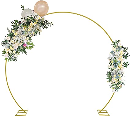 Photo 1 of 9.5 FT Large Circle Balloon Arch Stand,Gold Metal Wedding Arch Round Backdrop Stand,Round Balloon Arch Frame for Wedding Ceremony Birthday Halloween Christmas Party Event Background Decoration
