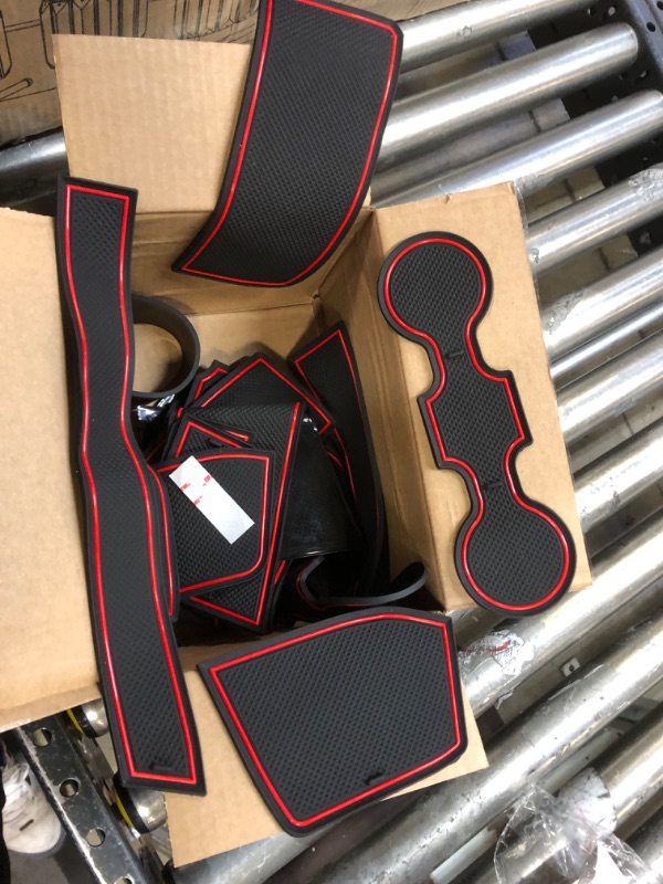 Photo 2 of CupHolderHero for Chevy Silverado 1500 and GMC Sierra Accessories 2014-2022 Interior Cup Holder Inserts, Center Console Liner Mats, Door Pocket 24-pc Set (Crew Cab with Bucket Seats) (Red Trim) 2019-2022 - Bucket Seat (SEATING FOR 5) CREW CAB Red Trim