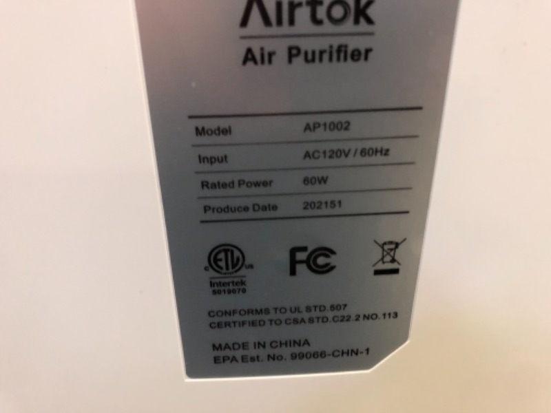 Photo 3 of AIRTOK Hepa Air Purifiers for Home Large Room up to 1100 ft² H13 True Filter 100% Ozone Free Air Cleaner for Smokers, Pet, Remove 99.99%Allergens, Dust, Odor, Smoke, Pollen